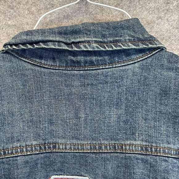 NWT WRANGLER X COLOSSEUM Oklahoma Jean Jacket Women's Large Blue Sooners OU New - Picture 14 of 16